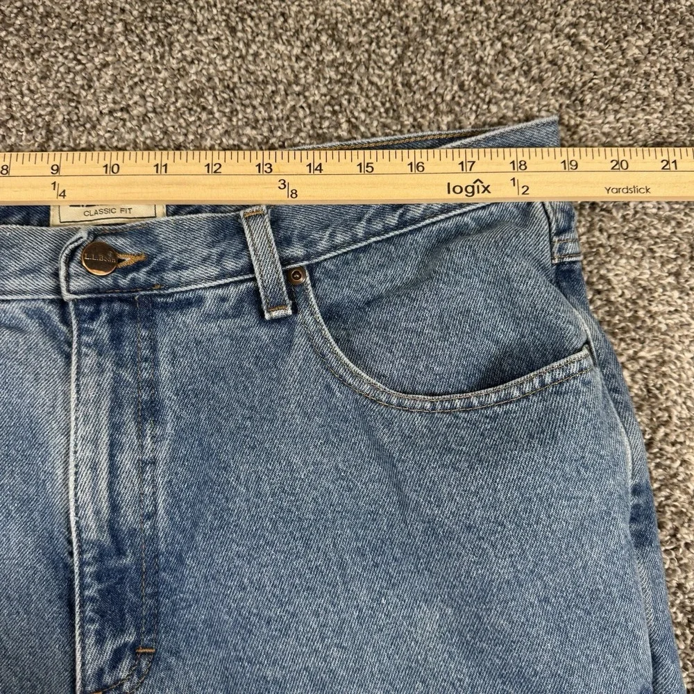 LL Bean Jeans Adult 38x29‎ Blue Denim Classic Fit Flannel Lined Straight